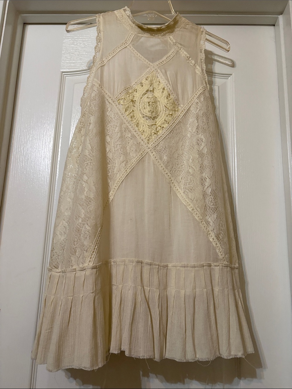 Free People Cream Lace Mini Dress